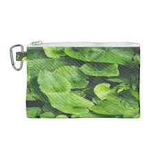 Layered Plant Leaves Iphone Wallpaper Canvas Cosmetic Bag (medium) by artworkshop