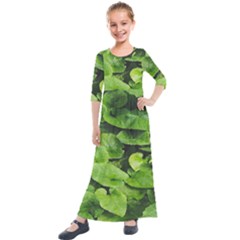 Layered Plant Leaves Iphone Wallpaper Kids  Quarter Sleeve Maxi Dress by artworkshop