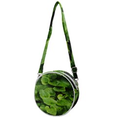 Layered Plant Leaves Iphone Wallpaper Crossbody Circle Bag by artworkshop