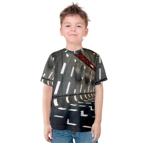 Leading Lines A Holey Walls Kids  Cotton Tee by artworkshop