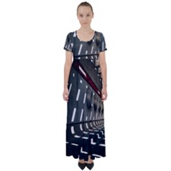 Leading Lines A Holey Walls High Waist Short Sleeve Maxi Dress by artworkshop