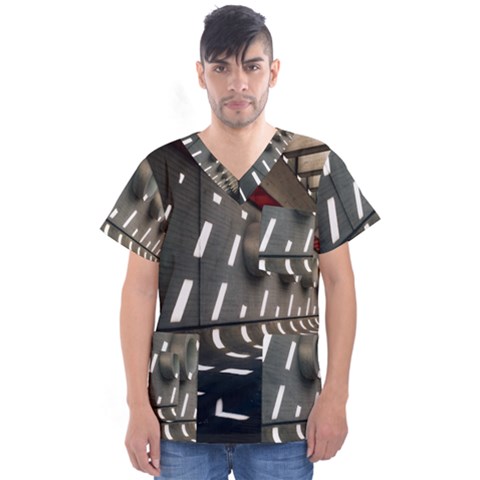 Leading Lines A Holey Walls Men s V-neck Scrub Top by artworkshop