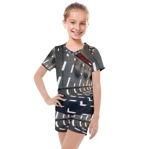 Leading Lines A Holey Walls Kids  Mesh Tee And Shorts Set by artworkshop