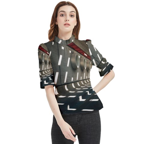 Leading Lines A Holey Walls Frill Neck Blouse by artworkshop