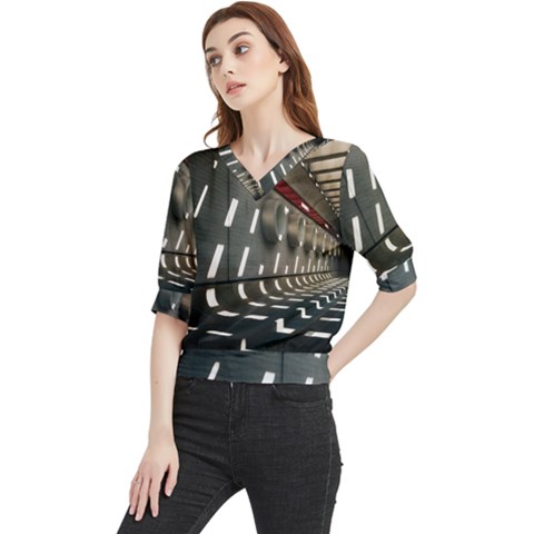 Leading Lines A Holey Walls Quarter Sleeve Blouse by artworkshop