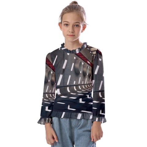 Leading Lines A Holey Walls Kids  Frill Detail Tee by artworkshop