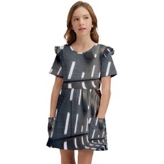 Leading Lines A Holey Walls Kids  Frilly Sleeves Pocket Dress by artworkshop