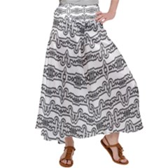 Black And White Tribal Print Pattern Satin Palazzo Pants by dflcprintsclothing