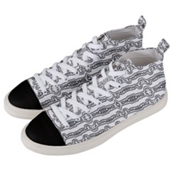 Black And White Tribal Print Pattern Men s Mid-top Canvas Sneakers by dflcprintsclothing