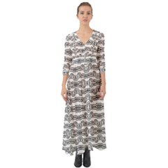 Black And White Tribal Print Pattern Button Up Boho Maxi Dress by dflcprintsclothing