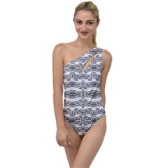 Black And White Tribal Print Pattern To One Side Swimsuit by dflcprintsclothing