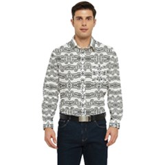 Black And White Tribal Print Pattern Men s Long Sleeve Pocket Shirt  by dflcprintsclothing