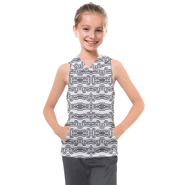 Black And White Tribal Print Pattern Kids  Sleeveless Hoodie