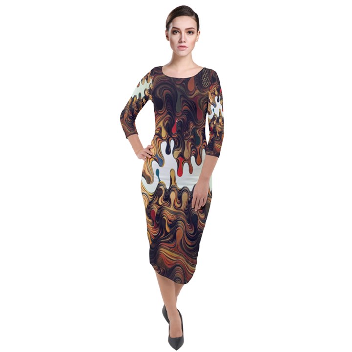 Art Installation Science Museum London Quarter Sleeve Midi Velour Bodycon Dress