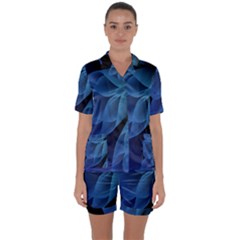 Abstract Blue Background Satin Short Sleeve Pajamas Set by artworkshop