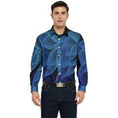 Abstract Blue Background Men s Long Sleeve Pocket Shirt  by artworkshop