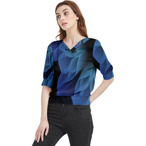 Abstract Blue Background Quarter Sleeve Blouse by artworkshop