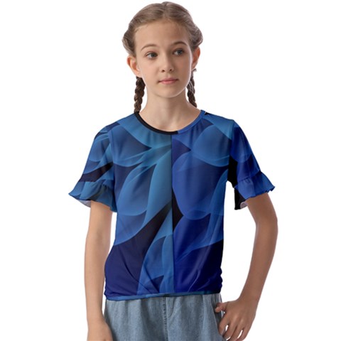 Abstract Blue Background Kids  Cuff Sleeve Scrunch Bottom Tee by artworkshop