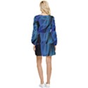 Abstract Blue Background Tiered Long Sleeve Mini Dress View2