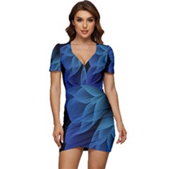 Abstract Blue Background Low Cut Cap Sleeve Mini Dress by artworkshop