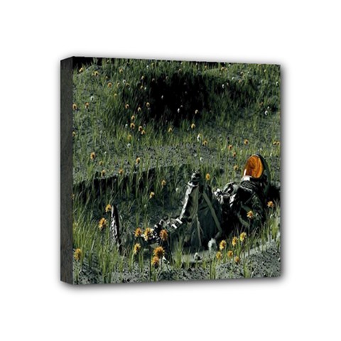 Astronaut Lying In Flowers Fantasy Mini Canvas 4  X 4  (stretched) by artworkshop