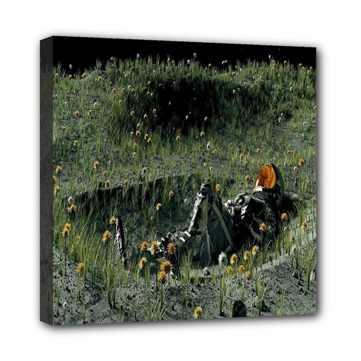 Astronaut Lying In Flowers Fantasy Mini Canvas 8  x 8  (Stretched)