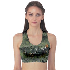 Astronaut Lying In Flowers Fantasy Sports Bra by artworkshop