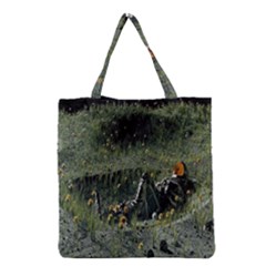 Astronaut Lying In Flowers Fantasy Grocery Tote Bag by artworkshop