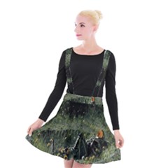 Astronaut Lying In Flowers Fantasy Suspender Skater Skirt by artworkshop