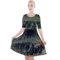 Astronaut Lying In Flowers Fantasy Quarter Sleeve A-line Dress by artworkshop