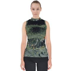 Astronaut Lying In Flowers Fantasy Mock Neck Shell Top by artworkshop