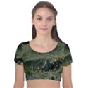 Astronaut Lying In Flowers Fantasy Velvet Short Sleeve Crop Top  View1