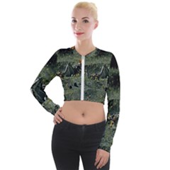 Astronaut Lying In Flowers Fantasy Long Sleeve Cropped Velvet Jacket by artworkshop