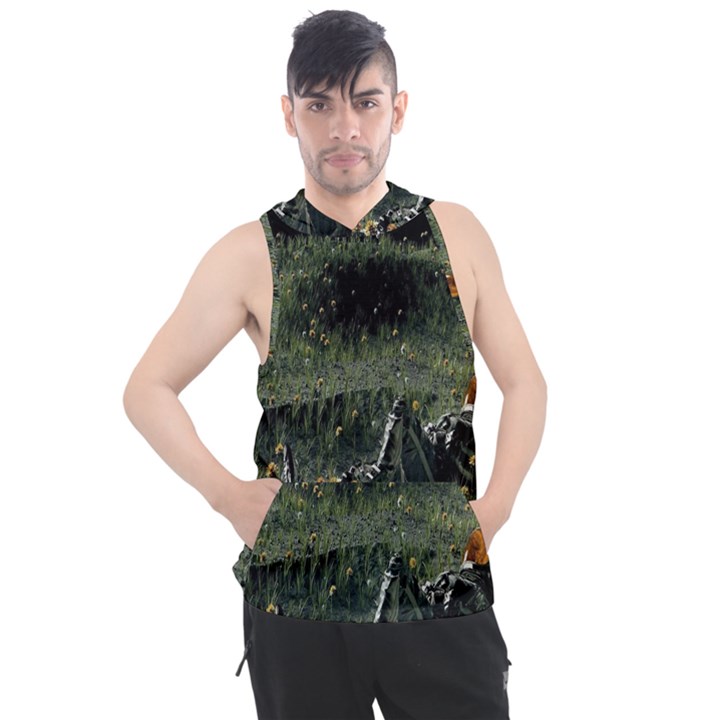 Astronaut Lying In Flowers Fantasy Men s Sleeveless Hoodie