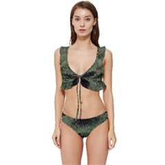 Astronaut Lying In Flowers Fantasy Low Cut Ruffle Edge Bikini Set