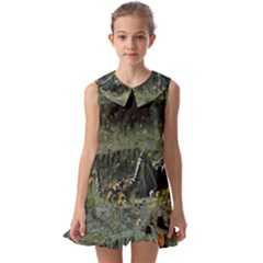 Astronaut Lying In Flowers Fantasy Kids  Pilgrim Collar Ruffle Hem Dress by artworkshop