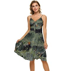 Astronaut Lying In Flowers Fantasy Sleeveless Tie Front Chiffon Dress