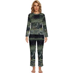 Astronaut Lying In Flowers Fantasy Womens  Long Sleeve Lightweight Pajamas Set