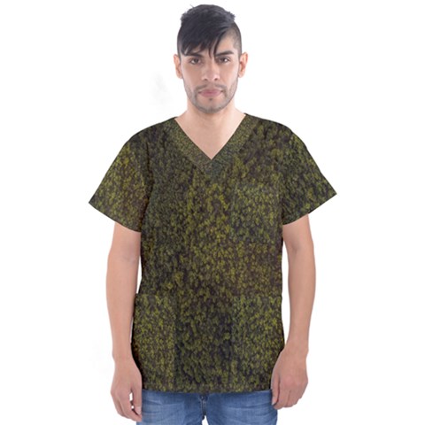 Green Grunge Background Men s V-neck Scrub Top by artworkshop