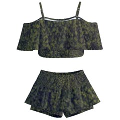 Green Grunge Background Kids  Off Shoulder Skirt Bikini by artworkshop