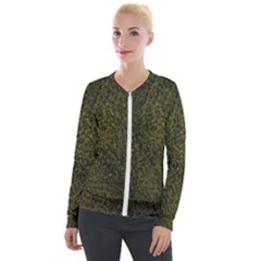 Green Grunge Background Velvet Zip Up Jacket by artworkshop