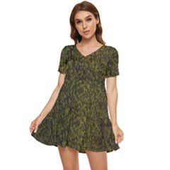 Green Grunge Background Tiered Short Sleeve Babydoll Dress by artworkshop