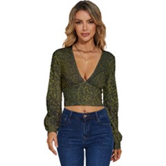 Green Grunge Background Long Sleeve Deep-v Velour Top by artworkshop