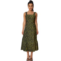 Green Grunge Background Square Neckline Tiered Midi Dress