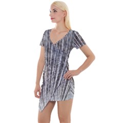 Light Cloud Short Sleeve Asymmetric Mini Dress by artworkshop