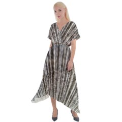 Light Cloud Cross Front Sharkbite Hem Maxi Dress by artworkshop