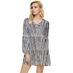 Light Cloud Tiered Long Sleeve Mini Dress by artworkshop