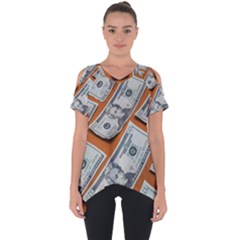 Money Pattern Cut Out Side Drop Tee by artworkshop