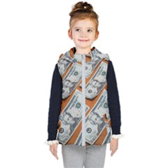 Money Pattern Kids  Hooded Puffer Vest by artworkshop