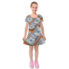 Money Pattern Kids  Short Sleeve Velvet Dress by artworkshop